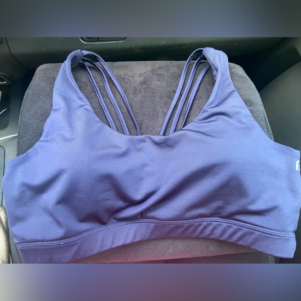 Popular Basics strappy racerback blue sports bra